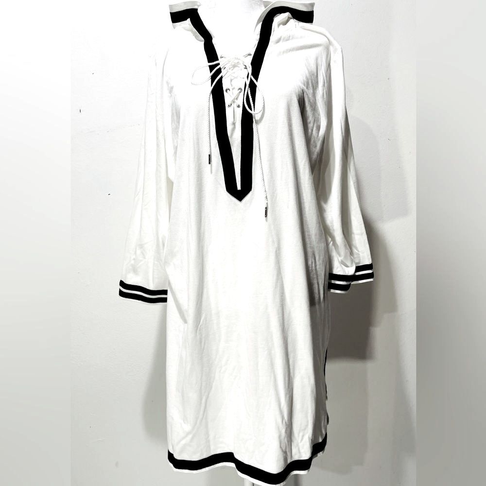 Paradise Bay beach cover up hooded swim tropical summer resort fishing women L